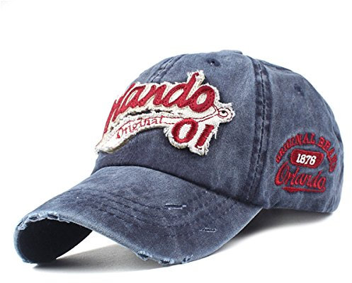 Sporty Baseballcap Orlando Original Vintage Style Used Washed Look Retro Outdoor Kappe Mütze Cap Schirmmütze Basecap verstellbar (Blau)