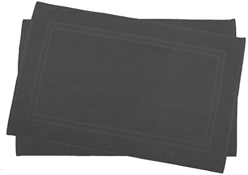 Julie Julsen 2er Pack 60 x 100 cm Badvorleger in Premium Qualität 900 gm2 in aktuellen Farben und 4 Größen aus Baumwolle Badematte Badteppich Duschvorleger Design Doppel Rahmen Anthrazit