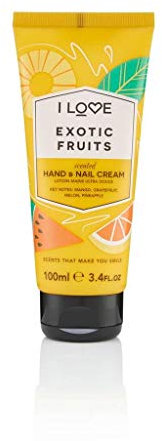 I Love Signature Exotic Fruits Scented Hand & Nail Cream, Packed With Shea Butter & Coconut Oil to Rejuvenate & Nourish the Skin, Vegan-Friendly - 100ml