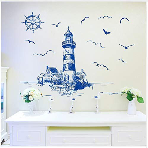 Mediterranen Stil Leuchtturm Wandaufkleber Pvc Diy Segelboot Wandtattoo Für Wohnzimmer Schlafzimmer Haus Dekoration