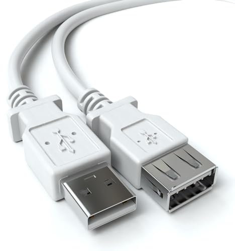 CABLEPELADO Cable Alargador USB 2.0 | Cable Extensor USB Tipo A Macho a Hembra | Velocidad hasta 480 Mbit/s | Impresora,Ratón,Teclado,Pendrive,Mando de PS, Disco Externo, PC | Beige | 1 Metro