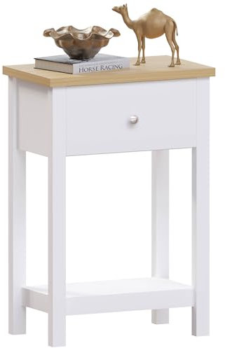 Vida Designs Arlington Console Table Shelf Hallway Side End Dressing Table MDF (White, 1 Drawer)