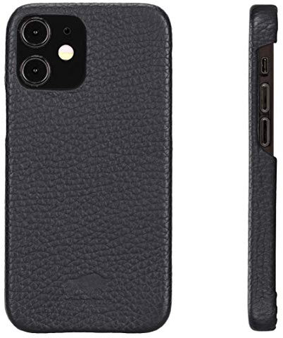 Solo Pelle Lederhülle für das Apple iPhone 12 Mini in 5.4 Zoll Princeton Case Leder Hülle Ledertasche Backcover aus echtem Leder (Matt Schwarz)