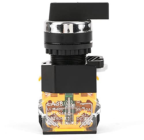 Interruptor selector de selección giratorio de 3 posiciones de 22 mm con enclavamiento, LA38-20BX33 (mango largo), interruptor de llave giratoria de selector mantenido, interruptor giratorio momentáne