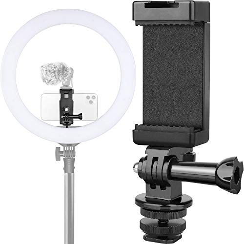 Anwenk Handy-Halterung Blitzschuh-Adapter mit Blitzschuh-Halterung für Mikrofon/Blitzlicht, kompatibel mit GoPro Hero DJI Osmo Action Kamera Smartphone, Befestigung an DSLR-Kamera/Ringlicht/Stativ