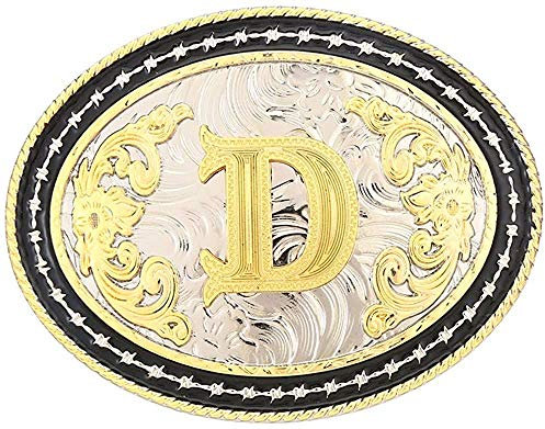 STARBRILLIANT Western-Gürtelschnalle Für Herren, Große Cowboy-Initialen-Gürtelschnalle, CowB0y Rodeo-Gürtelschnalle, Gold Mit Buchstaben A-Z(D)