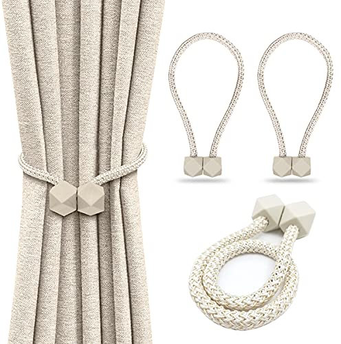 Magnetische Vorhang Raffhalter,Gardinen Raffhalter Halter Vorhangbinder für Zuhause, Büro, Hotel Fenster Dekoration (Beige)