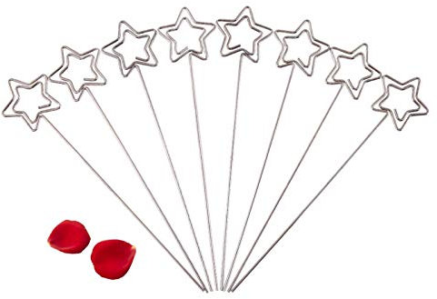 Genericer Porta Biglietti da Visita con Clip per Appunti 50 x Argento Fai da Te in Metallo Fili Rotondi con Foto per Biglietti da Visita in Carta per Appunti Clip per espositori da Tavolo (Star)