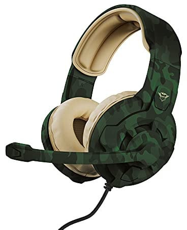 Trust Gaming GXT 411C Radius Cuffie Gaming Multipiattaforma per PC, PS5, PS4, Xbox, Nintendo Switch, Mobile, Over Ear, Jack Audio 3.5 mm, Controllo del Volume, Microfono Regolabile - Verde Mimetico