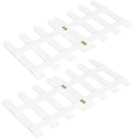 Happyyami 2pcs Wooden Picket Fence Spring Garden Plant Panel Trellis Fence Edge for Christmas Xmas Tree Lawn Decor White 30x120cm
