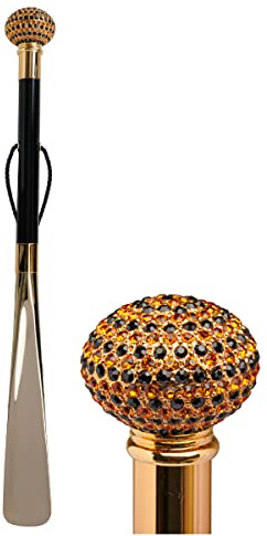 Walking Sticks Swarovski Chausse-pied Swarovski plaqué or orange décoré élégant pour homme, avec poignée pour cérémonie de mariage, prestigieux, style luxueux et tendance, plaqué or rouge Swarovski