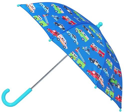 Wildkin Kids Umbrella for Boys & Girls, Features Rainproof Canopy and Curved Handle for Easy Hanging, Wrap Around Hook and Loop Closure Umbrella for Kids (Heroes), Heroes