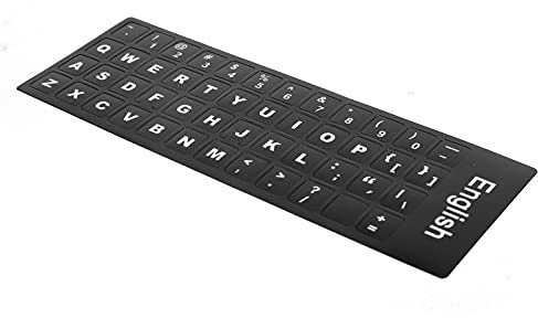 Jectse Tastaturaufkleber, Englischer Tastaturersatzaufkleber, Mit schwarzem Hintergrund und weißer großer Schrift, für 10 Zoll bis 17 Zoll Laptoptastaturen, Desktop-PC-Tastaturen,