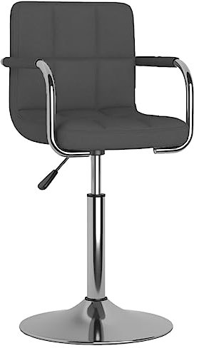 vidaXL Esszimmerstuhl mit Armlehnen Drehbar Höhenverstellbar Küchenstuhl Essstuhl Drehstuhl Stuhl Polsterstuhl Lehnstuhl Dunkelgrau Stoff
