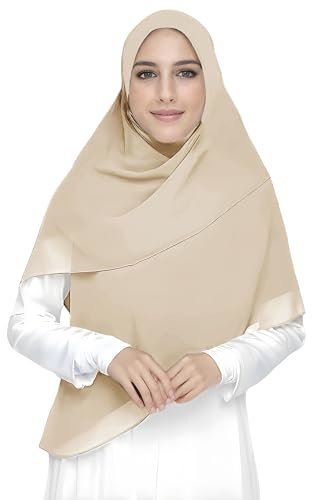 Lina & Lily Premium Chiffon Damen Muslim Hijab Kopftuch Schal Quadrat 145 x 145cm (Beige)