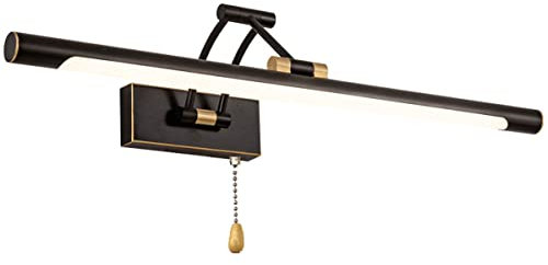 HKLY LED Spiegelleuchte Bad Schwarz, Badezimmer Spiegellampe Vintage mit Schalter, Verstellbar Arm, IP44 Messing Spiegellicht Schrankleuchte 4000K Neutralweiß, für Schlafzimmer Wandlampe (45cm/9w)