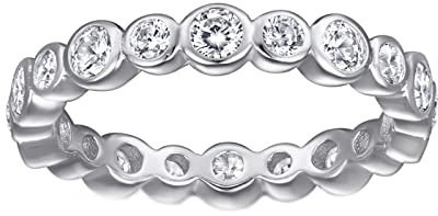 Lieson Verlobung Ring Silber 925 Damen, Frauen Ringe Mit Stein Einfach Rundherum Rund 2.5 mm Zirkonia Trauringe Silber Größe 57 (18.1)