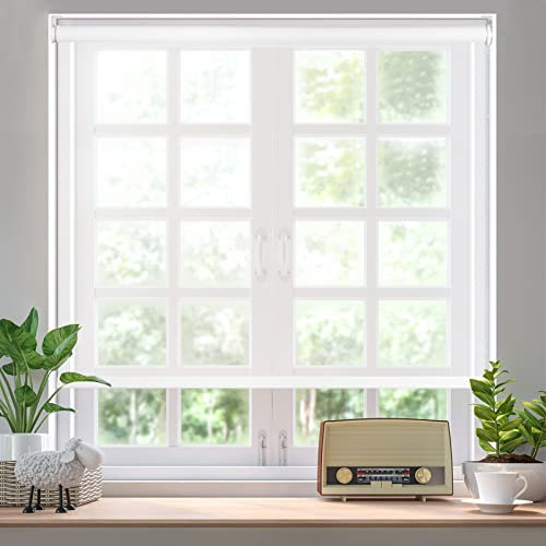HIDODO Lichtfilter-Rollo, Solar-Fenster-Jalousien, UV-Schutz, durchscheinend, für Fenster, Schlafzimmer, Wohnzimmer, Küche und Büro, 83,8 cm B x 182,9 cm L, Weiß