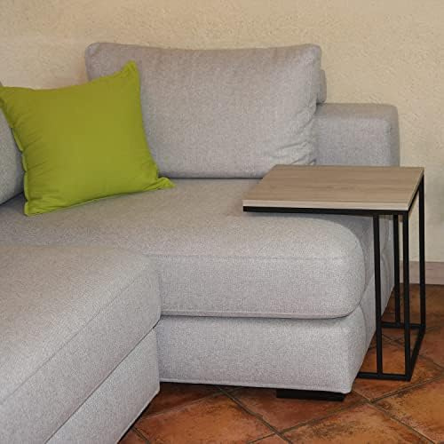 P17 - Whisky Couchtisch | Basis: Schwarz Metallic – Oberseite: MDF Feigenholz | Abmessungen: Basis 40x48 cm - Höhe 55 cm | Couchtisch für Sofas