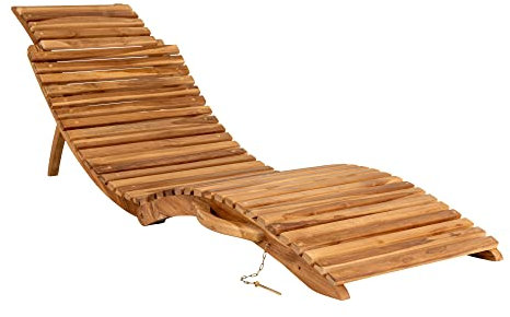 LEBENSwohnART Klappbare Lounge Teak Sonnenliege TEIRA