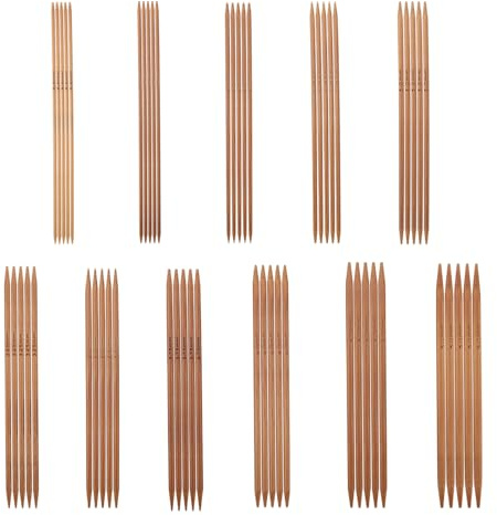 Bambus Stricknadeln Set 11 Stück, Doppelspitzig Handarbeit Stricknadeln Handarbeit Knitting Needles Crochet Hooks Stricknadel Set Bambusnadeln, für Anfänger und Profis Socken Hands