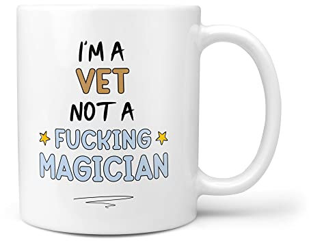 TeHe Gifts I'm A Vet Not A Magician Funny Gift 10oz Ceramic Coffee Tea Cup Mug
