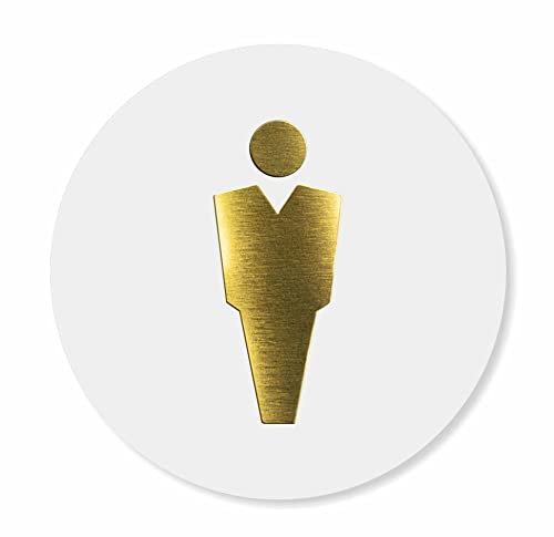 Sosenco WC für Herren Schild aus Acryl und Laminate – Toiletten Türschild Kunststoffplatten – WC Türdeko – Herrentoiletteschild – WC Wegweiser (Gold)
