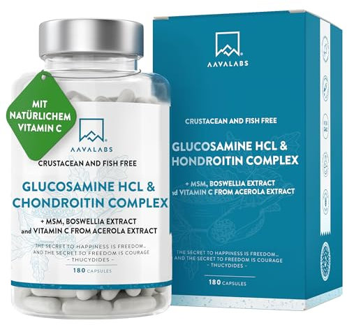 Glucosamine Chondroïtine MSM Vitamin C Acerola Boswellia Serrata - Glucosamine 1500mg Complément Alimentaire pour les Os, Cartilages et le Système Immunitaire - Glucosamine Chondroitin MSM Gelules 180