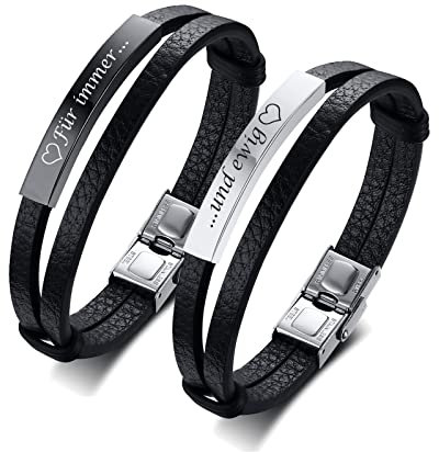 Partner Armbänder Freundschaftsarmband Herren Damen - Verstellbare Lederarmbänder Graviert Für immer und ewig für Männer Frauen Geschenk Für Geburtstag Abschlussfeier Bester Freund Partner Armbänder