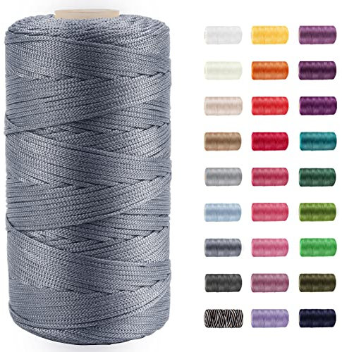 CAMAL Polypropylene Garn 1,5mm x 200m Häkelgarn für Taschen Makramee Garn für Handtasche Häkeln Polypropylene Yarn für Handwerk Wohndekorationen, Platzteller, Umhängetasche (Mittelgrau)