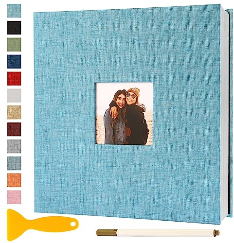Album Photo Adhesif Vierge 28x27 CM Classeur Photo, 40 Pages Bleu Clair | Livre Photo Personnalisable Scrapbook de Classe Mariage Livre D'or Enfant Bebe Carte Postale DIY