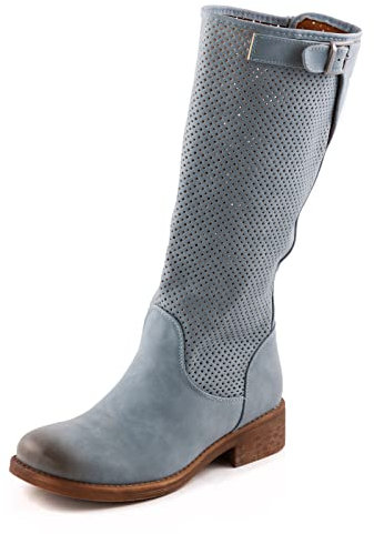 Toocool - Scarpe Donna Stivali Biker Motociclista Ecopelle Casual Fibbia Nuovo 991 [37,YG896 Blu Jeans]