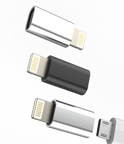 Adaptateur Micro USB vers Lightning(lot de 3)Android Femelle Jack Cable Iphone Mâle Prise Chargeur Convertisseur Mini Charger Adapter pour Apple 14 13 12 11 Pro Max 7 8 Plus X Se Xs Ipad Air Connector