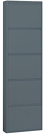 ebuy24 Schuhkommode Schuhkipper Metall Klappschrank - Schuhschrank Pisa 5 Klappen grau 50x173x16 cm für 15 Schuhe schmal hoch