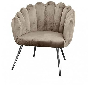 BRANDANI - Sessel Muschel Taupe Samt Wohnzimmer Beine Silber