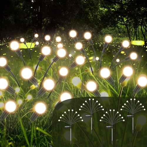 Firefly Solar Gartenleuchten, 4 Stück Glühwürmchen Lichter Wasserdicht, Swinging Solarleuchten für Garten, Außenbereich, Hof Dekorative (40LED)