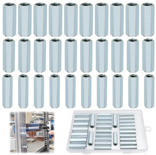 GZcaiyun 30 tuercas hexagonales, tuerca larga M6, tuerca larga M8, tuerca larga M10, acero al carbono, juego de tuercas largas para electrodomésticos de oficina, otras máquinas