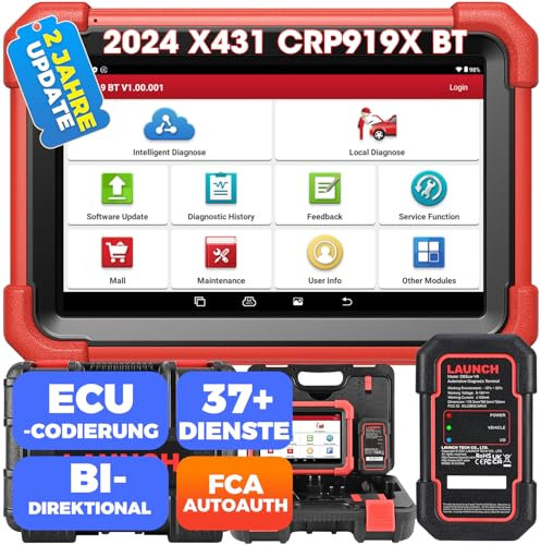 LAUNCH X431 CRP919XBT Elite OBD2-Diagnosegerät, 2025 Drahtlos bidirektionale Scan-Tool, ECU-Codierung, 37+ Dienst, alle System-Diagnosescanner, FCA AutoAuth, V.A.G Guided, CANFD DoIP, 2 Jahre Update