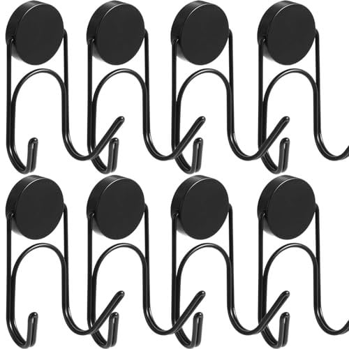 Buelkmag Magnethaken, robuste Magnethaken aus 304 Edelstahl für Kreuzfahrt-Kühlschrankgrill, starke Magnete mit Haken für die Küche zu Hause, 8 Stück (Schwarz, 2,8 cm - 2, 18 kg)