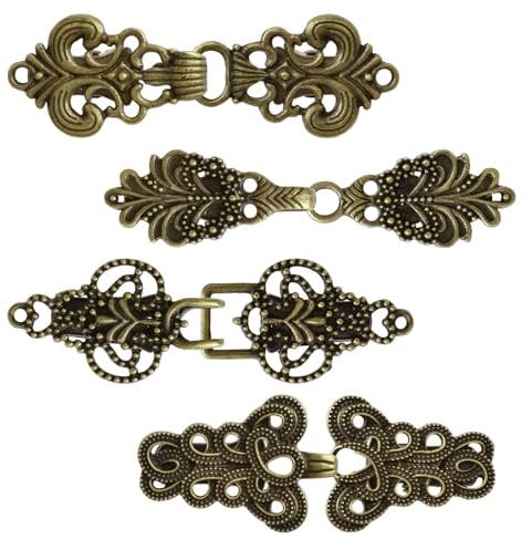 WANDIC Cloak Clasp Fasteners, 4Pcs Vintage Hollow Cape Fasteners Bronze Clasps Cardigan Fastening Clips Jewelry Clips for Clothing Sweater Shawl