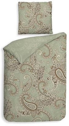 Heckett & Lane Mako-Satin Bettwäsche 135x200 Camille Green Paisley braun Sand