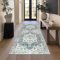 Homcomodar Vintage Läufer Flur 80x200cm Boho Läufer Teppich Flur rutschfest Waschbar Küchenteppich für Schlafzimmer Küche Korridor Türweg Waschraum(Blau/Grau)