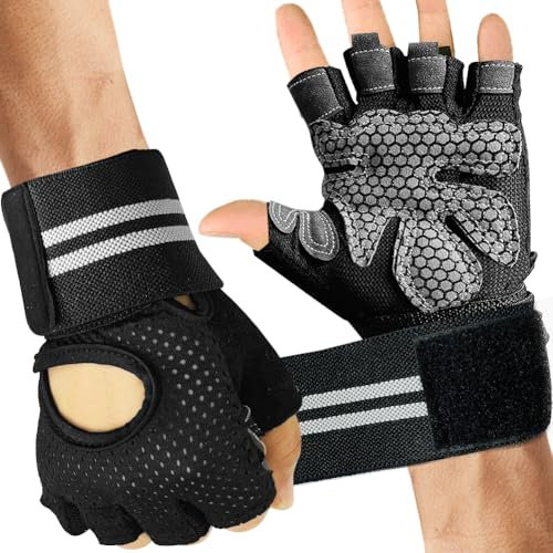 wehers Fitness Handschuhe, Gewichtheben Handschuhe Damen Herren Trainingshandschuhe, rutschfest Sporthandschuhe für Crossfit, Bodybuilding, Radsport, Gym & Krafttraining (L)