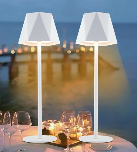 Vegawumen Led Tischleuchte Kabellos 3 Farbtemperatur 2 Stück, Akku Tischleuchte Touch Control, Led Tischlampe Akku USB Aufladbar, Tischleuchte Kabellos, Einstellbare Helligkeit Weiß
