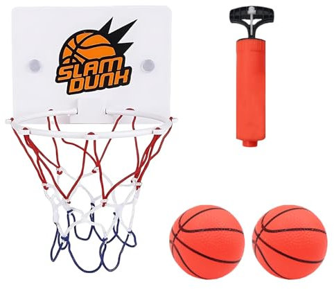 4-in-1 Kids Basketball Set - Wall Mounted Indoor Hoop with Net, Small Basketball & Pump