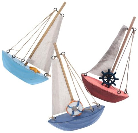 HAPINARY Mediterrane Holz Segelboot Deko Ornament Nautisch Modell Schreibtisch Wohnaccessoires Büro Schlafzimmer