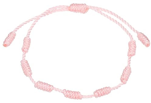 PATIKIL Bracelet 7 Noeud, Fait Main Réglable Cordon Protection Bonne Chance Cordon Tressé Bracelet pour Femmes Hommes Cadeau Breloque, Rose