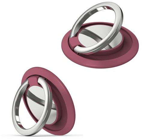 QZKJQDD Handy Ring Halterung, Handy Ring, Handyring, Handy Halter, Handy Fingerhalterung, Handy Halterung Hand, Fingerhalterung Handy, Um 360 Grad drehbarer Telefongriff (2 Stück-Weißdornrot)