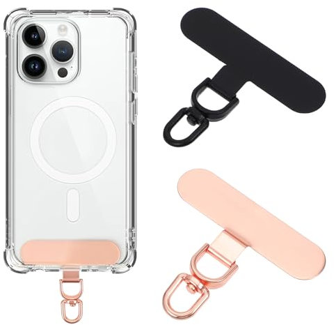 LLOUSSAK Handykette Universal Pads, 2 Stück Multifunktional Handy Lanyard Tabs Handykette Halterung,Handy Sicherung Patch Tragbar Handy Lanyard Patch mit Metallring die meisten Smartphones