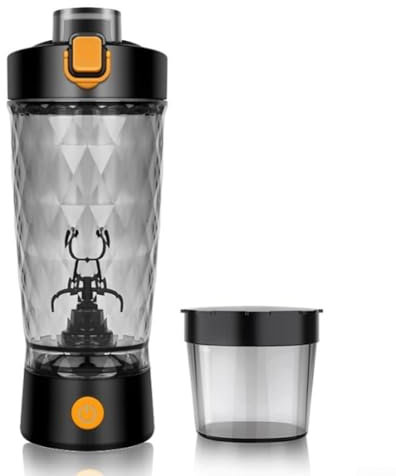 Bulevisiter Bouteille shaker de protéines électrique rechargeable par USB pour secouer et remplacer les repas, 600 ml (noir)